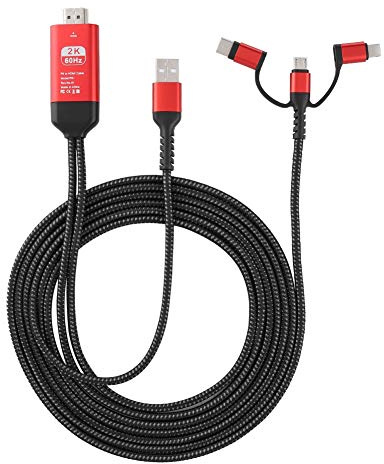 BuyWeek USB auf HDMI Adapterkabel, 3 in 1 Micro USB/für iOS/Typ-C auf HDMI Kabel 1080P Video HDTV Konverter Kabel für iPhone, für Samsung, für iPad Air, für Huawei, für LG G5/V300L