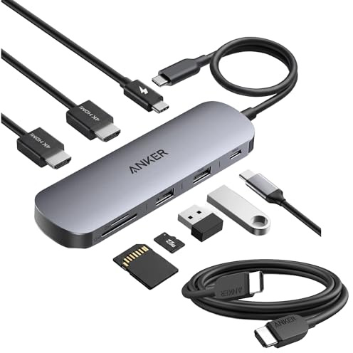 Anker Nano 8-in-1 USB C Docking Station, Dual Monitor Laptop Dock with 4K@60 Hz HDMI & Anker HDMI Cable 8K@60Hz, 6FT/1.8m Ultra HD 4K@120Hz HDMI Cord