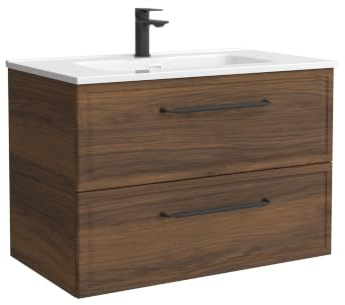 Mueble de Baño Runa 60cm Nogal 2 cajones Lavabo 1 poza Porcelana
