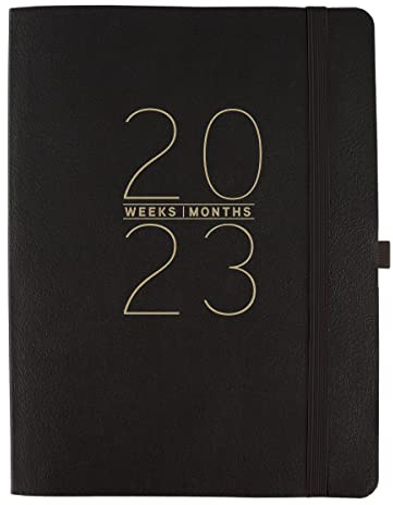 Graphique Designer Business-Planer – 18-Monats Kalender – Schwarz – Veganes Leder Business Monatsplaner mit Wochenplaner & Notizen – für Schule, Arbeit oder Zuhause – Juli 2022-Dezember 2023