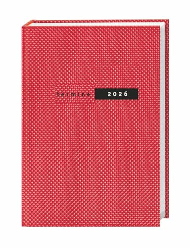 Terminer A5, Struktur rot 2026: Schicker Terminkalender mit hochwertigem Struktureinband. Buch-Kalender mit Lesebändchen. Wochenplaner mit 152 Seiten. ... Planen von Terminen. (Kalenderbücher Heye)