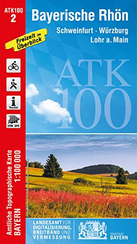 ATK100-2 Bayerische Rhön (Amtliche Topographische Karte 1:100000): Schweinfurt, Würzburg, Lohr a.Main, Mellrichstadt, Bad Kissingen, Bad Brückenau, ... Topographische Karte 1:100000 Bayern)