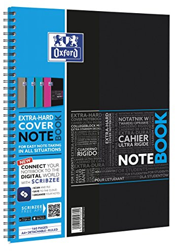 Oxford Notebook A4 Studium Hardcover Collegeblock liniert, 80 Blatt, 5 Stück mit 4 Farben