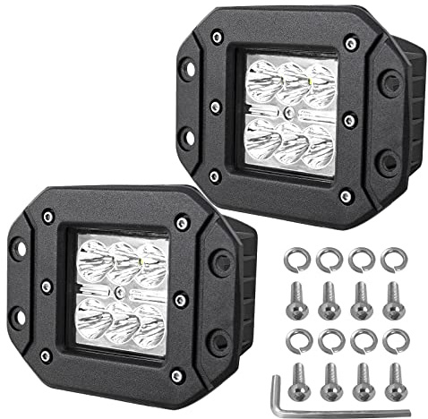 AUXTINGS Barra luminosa a LED 2 pezzi alluvione 3x3 pollici doppie luci a LED a incasso su strada retroilluminazione retromarcia adatta per camion anteriore posteriore paraurti