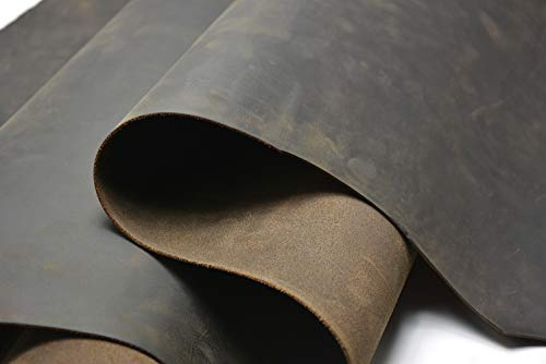 Oxläder, verktyg sömnad hantverk, läder, kvadratisk, 1,8–2,0 mm tjock, kohud, hobbyhäst, hantverk, lädertillbehör läderstycken ... (svart brun, 30 x 60 cm)