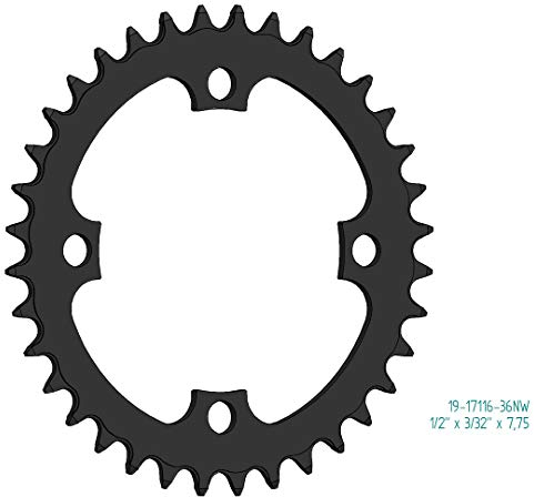 Esjot Kettenblatt für Bosch Gen 1, Gen 3 + Gen 4 36 Zähne | schwarz | Lochkreis: 104 mm | Ausführung