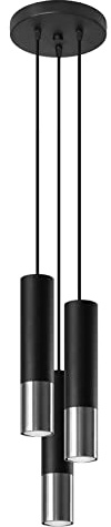 SOLLUX lighting Hängelampe Pendelleuchte Hängeleuchte - Deckenlampe Stahl - 3 Flammig - LED Lampe Glühbirne - Schwarz Chrom Loopez