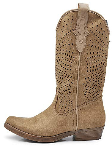 IF Fashion Botas Cowboy Western Texani Zapatos de Mujer Punta Camperos LY80-12, 19004 5 Gris tórtola, 37 EU