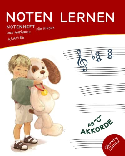 Notenheft. Noten lernen für Kinder und Anfänger. Klavier. Akkorde ab C.