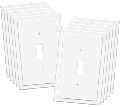 1-Gang - Placa decorativa de pared de borde moderno, para interruptor de luz, interruptor inteligente, GFCI, atenuadores, receptáculo, toma USB (paquete de 10, un solo conmutador)