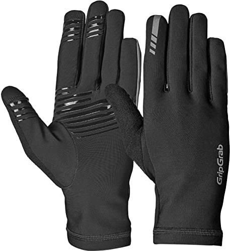 GripGrab Insulator 2 Spring Autumn Thermal Cycling Gloves Thin Winter Glove | Breathable soft fabric, non-windproof, silicone palm grippers, touchscreen-compatible fingers & reflective details, long cuff