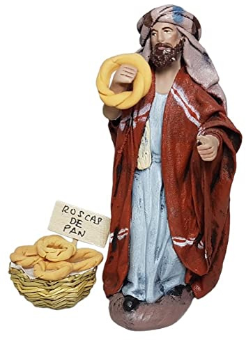 Arte Pesebre Pastor de pie vendiendo roscas de Pan, para Figuras de 14 cm