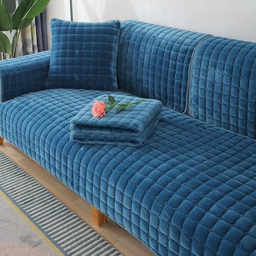 WYJHNL Sofabezug/Sofahusse, Sofabezüge/Schonbezüfe Super Weicher Flanell Dick Warm überwürfe/Sofaschoner Bequemer Plüsch rutschfest Decke Möbelschutz Für Wohnzimmer 70 * 150cm Blue