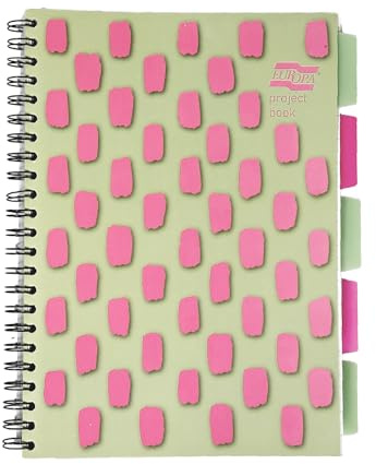 Exacompta Europa Splash EU1507Z Projektbuch mit 5 Kunststoff-Trennblättern, heller PP-Einband, 200 linierte Seiten, A4 mit mikroperforierten Seiten, pink/grüner Einband