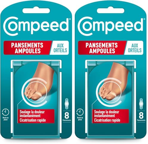Compeed Mixte Compeed 8 Pansements Ampoules Hydrocolloïdes Soin des Pieds 5,1 x 1,7 cm, Caoutchouc, Beige (Lot de 2)