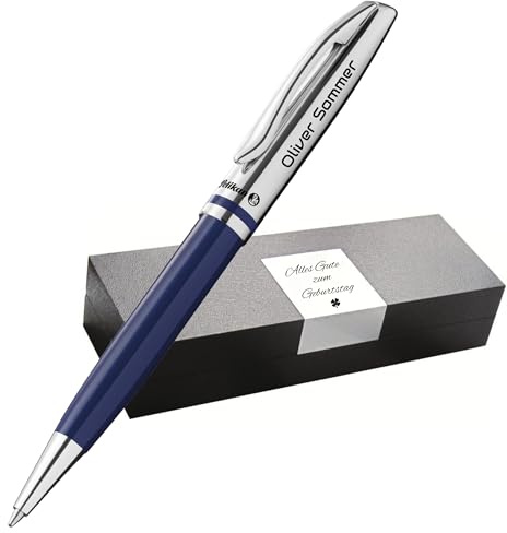 Pelikan Jazz Kugelschreiber Mit Gravur - Einzigartiges Geschenk Mit Namen - Personalisierte Stifte Zu Weihnachten (Gravur, Dunkelblau)