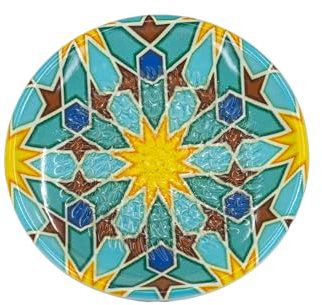 Kaladia Rallador de cerámica/Cesto de cerámica - ideal para jengibre, parmesano, etc. - en turquesa con estrellas amarillas - Diámetro: 12 cm - hecho a mano y pintado a mano - Fabricado en España