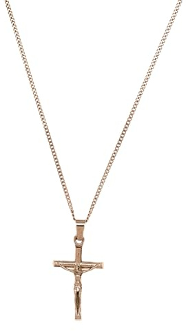 CRAFTD | Crucifix Cross Pendant Necklace | 51cm Cuban Link Chain | A Symbol of Faith | 2mm Chain Width | Mens Jewellery | Hypoallergenic | Waterproof, Heat & Sweat Resistant