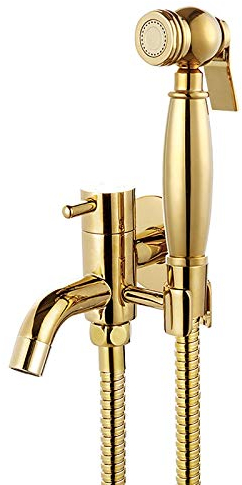Goldfarbenes Stoffwindel-Sprühset, einzelnes kaltes Hand-Bidet-Sprühset, Toilettenset, Toilettensprühset aus Messing, Wandmontage, Badezimmer-Waschtisch-Set mit Wischmopp-Waschbecken-Wasserhahn