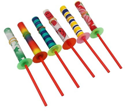 ANCLLO 6-teiliges Party-Papier-Flacker-Set, Schwingstäbe, Teleskopstäbe, Zauberstäbe, lustige Partygeschenke (zufällige Farben)