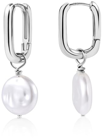 ASH'S CHOICE 925 Sterling Silber Ohrstecker - 3 Paar Perlen Set, Kleine Creolen mit Anhänger, Tropfen in Rosa, Lila, Weiß