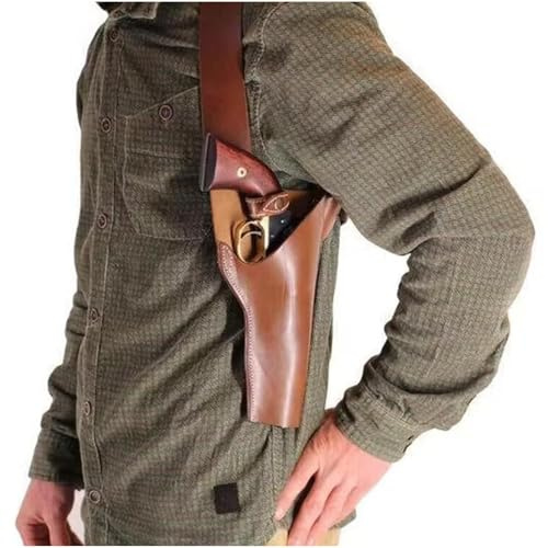 MDFCZXP Medeltida läderhölster dold axel retro pistolhölster Western Cowboy pistol pistolhållare för kvinnor och män,Brown,10cm