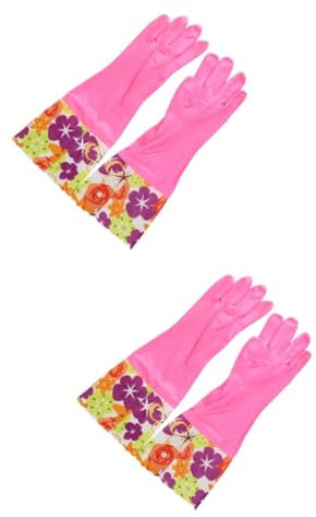 Beaupretty 2pairs Deluxe Dishwashing Gloves Latex Cleaning Gloves for Kitchen Baking