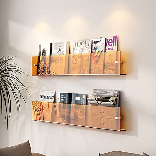 Transparentes Acrylregal, schwebende Regale, 2 Stück, Wandmontage, Zeitschriftenständer für Zuhause und Büro, ideales Badezimmer-Bücherregal und Broschürenhalter für Display
