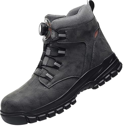 Sicherheitsschuhe Herren Leicht Bequem, Arbeitsschuhe Sicherheitsstiefel mit Stahlkappe Arbeitsstiefel Stiefeletten Outdoor Arbeit Versicherung Ankle Boots Sicherheitsschuhe Gr.37-48