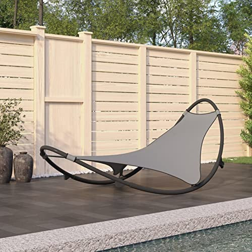 ShGaxin Schaukelliege mit Rollen Stahl & Textilene, Liegestuhl Balkon, Gartenliege, Sonnenliege, Deckchair, Saunaliege, Grau