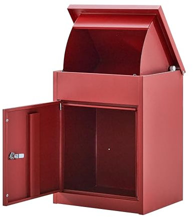 Medium Parcel Box Outdoor Parcel Delivery Box Parcel Drop Box Metal Post Box for Internet Deliveries,Wall Mountable Weatherproof Sturdy Mailbox Home Porch - Atahome Aspendos (Red)