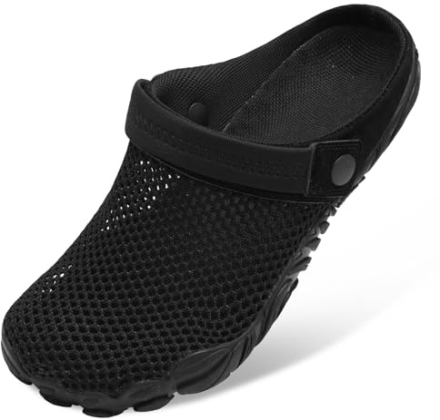 Besroad Quick Dry Slip on Beach Swimming Shoes Pool Comfortable Barefoot Walking Sandals Mesh Black 11.5 Women/10.5 Men