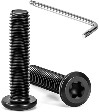 Tunejoy 20 Pezzi Viti a Testa Piatta Torx Nero M8 x 35 mm Vite a Testa Esagonale Bulloni in Acciaio Inox A2 V2A Bulloni per Mobili con Chiavi a T40 Filettatura Completa