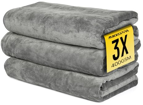 MIKKUPPA XXL Mikrofasertücher Auto – 3er Set – 60x160 cm – 400 GSM Große | Trockentücher, Fusselfreies, Weiches & Vielseitiges Poliertuch für Auto, Wohnmobil, Garage