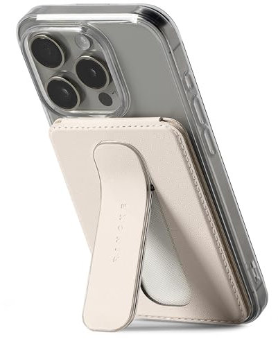 Ringke Slide Grip Wallet Magnetic Tarjetero Movil Compatible con MagSafe, Billetera de Tarjeta + Agarre del Teléfono + Soporte para Teléfono, Cabe 2 Tarjetas - Beige Pink