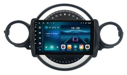 Autoradio stereo Double Din Bluetooth Android 13 per BMW Mini 2007-2015, autoradio touchscreen da 9 pollici con controllo vocale, riproduzione di auto, telecamera di backup, Wi-Fi, collegamento specch