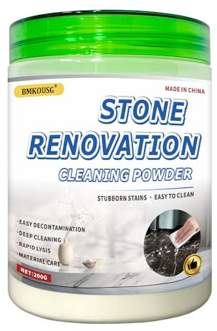 Limpiador de piedra de 200 g, limpiador de granito, limpieza de mármol, travertino, polvo de pulido, removedor de manchas de mármol, polvo, azulejos, cuidado del suelo, pulido sin agua (viene con