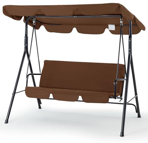 LSyySy Garden Swing Chair Outdoor 3-Seat Glider Porch Bench with Removable Cushion and Adjustable Shade Garden Swing Chairs for PoolsideBackyard