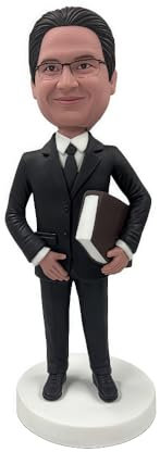 Custom Scholar Bobblehead - Figura intelectual personalizada para profesionales, hombre en traje sosteniendo un libro, regalo de arcilla hecho a mano para hitos académicos, oficina, decoración del