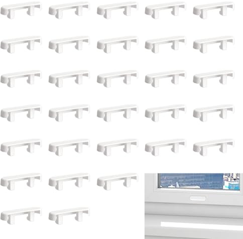 30 PCS Window Drain Caps, Weep Hole Covers for UPVC Windows and Doors, Standard Size ABS Drainage Caps for Double Glazing Vents Replacement, Waterproof, 40 x 10mm, Fits Most Drainage Slots, White
