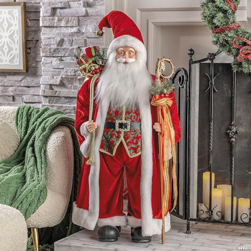 36 1/2 Santa Figure with Bag of Presents & Staff Christmas Decoration