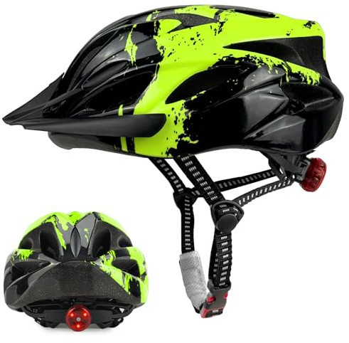 LeapBeast Fahrradhelm Kinder, Fahrradhelm mit Licht für Jungen und Mädchen im Alter von 3-13 Jahren, Verstellbarer Kinderhelm, Multisport-Kinderhelm mit Visier, Schutzhelm (Grün, S (50-55cm))