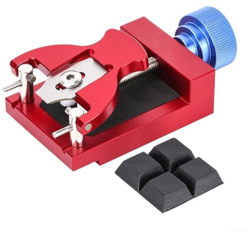 FABULETTA Metal Snap Back Watch Case Opener Pry Tool for Bezel Removal Red Watch Repair Tool with Holder Labor Saving Design for Watchmakers and Repair Technicians 12 x 6.5 x 3cm
