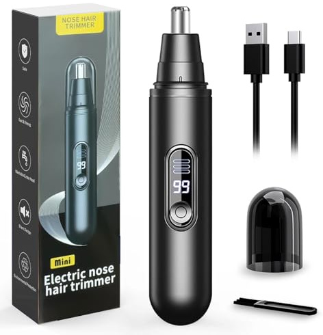 Tondeuse Nez, Tondeuse Nez Oreilles Homme, Double Blade | tondeuse nez rechargeable avec Écran LED, tondeuse poil de nez rechargeable, Coupe-Poils Nez, Oreilles, Sourcils et Visage