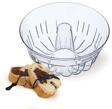 SIMAX Clear Glass Fluted Bundt Pan, Heat, Cold, and Shock Proof, Holds 1.4 Quarts (5.4 Cups), Made in Europe, Great for Small Ring Cakes, Puddings, Desserts, Monkey Bread, and More, Dishwasher Safe