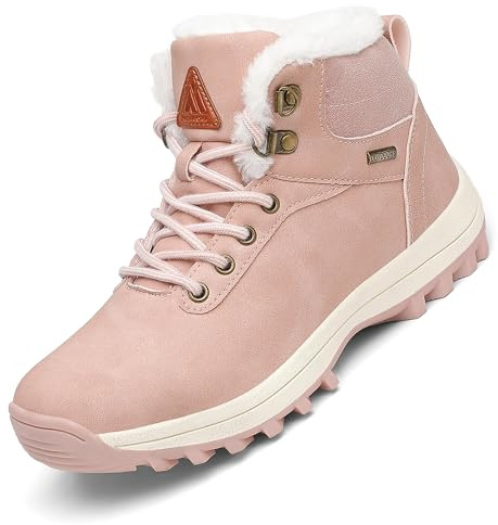 Mishansha Homme Femme Bottes de Neige Hiver Randonnée Chaussures Trekking Imperméable Outdoor Boots Chaudement Chaudes Fourrure Baskets Bottines,Rose 39 EU
