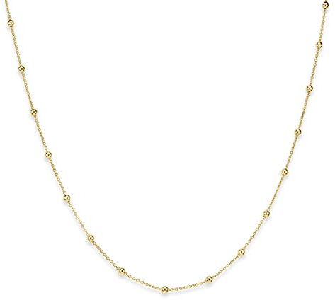 MATERIA Gold Kette Damen Kugelkette - 925 Silber Damenkette Goldkette vergoldet in Schmuck-Etui K104-45 cm