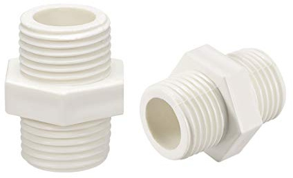 sourcing map PVC Pipe Fitting Hex Nipple G1/2 X G1/2 Male Thread Adapter Connector 5pcs