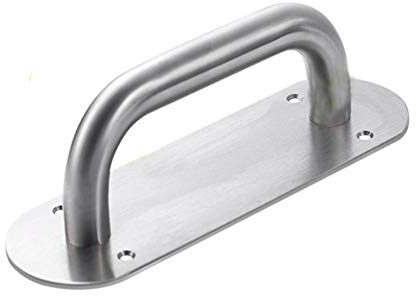 Schiebetürgriff, Tiberham Heavy Duty Edelstahl Pull Push Türgriffe mit Rückplatte, Torgriff Toilettentür Zugplatte Holzschrank Schrankgriff Hardware (200 x 65 mm, Rund)