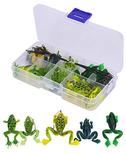 10pcs Soft Frog Fishing Bait, Artificial Frog Lure Set with Anti-bite Wire Connector